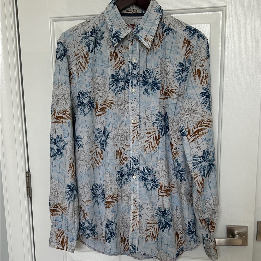 Tommy Bahama Blue and Brown Floral Men's Shirt